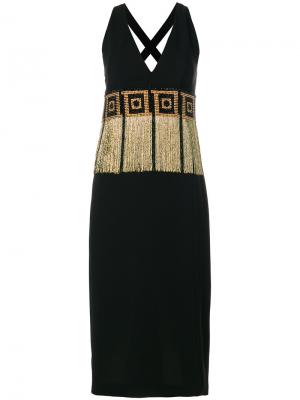 Платье с бахромой Versace Collection. Цвет: чёрный