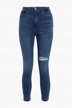 Укороченные потертые джинсы скинни Chrissy с высокой посадкой Dl1961, средний деним DL1961