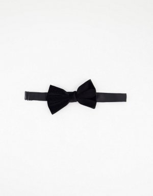 Черный бархатный галстук-бабочка -Черный цвет ASOS DESIGN