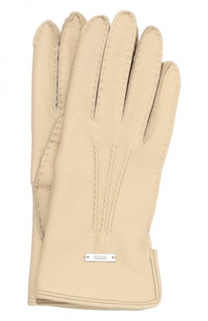 Кожаные перчатки Kiton. Цвет: кремовый