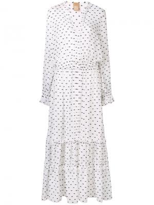 Платье с мелким узором Pascal Millet. Цвет: белый