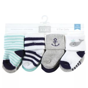 Носки Infant Boy из хлопка с насыщенным содержанием для новорожденных и махровые носки, мятный кит Hudson Baby
