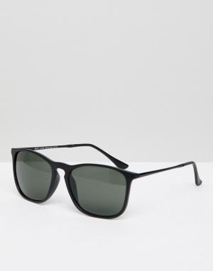 Солнцезащитные очки в квадратной черной оправе New Look. Цвет: черный