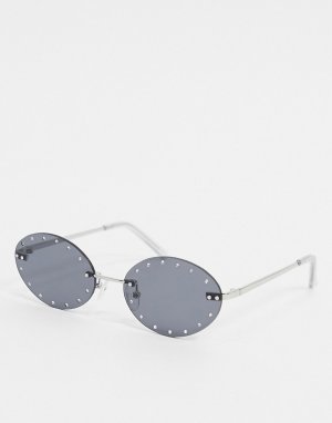 Серебристые солнцезащитные очки без оправы с дымчатыми стеклами и стразами -Серебряный ASOS DESIGN
