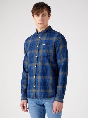 Рубашка в клетку с длинным рукавом и одним карманом, синий/разноцветный Wrangler