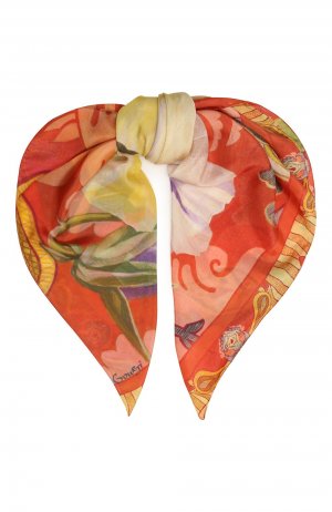 Шелковый платок Анютины Глазки Gourji. Цвет: разноцветный