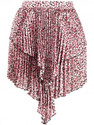 Каскадная юбка мини асимметричного кроя Wandering. Цвет: розовый