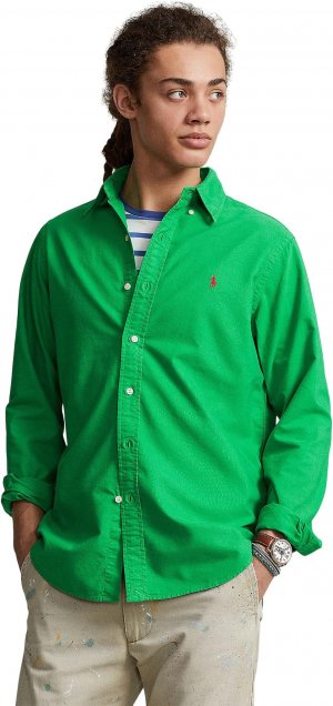 Классическая оксфордская рубашка с длинными рукавами, окрашенная в готовую одежду , цвет Golf Green Polo Ralph Lauren