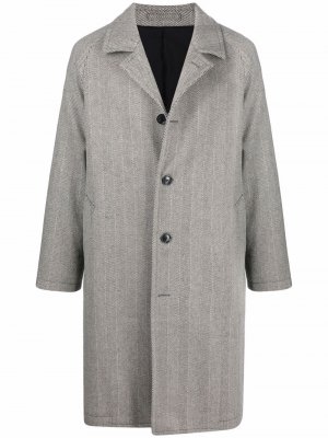 Однобортное пальто строгого кроя LUIGI BIANCHI MANTOVA. Цвет: черный