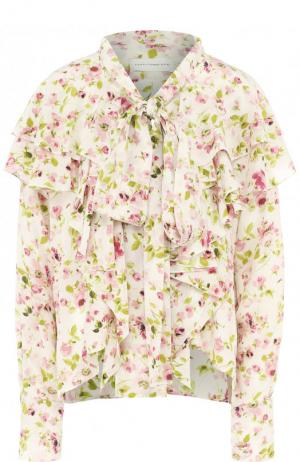 Шелковая блуза с цветочным принтом и воротником аскот Faith Connexion. Цвет: разноцветный