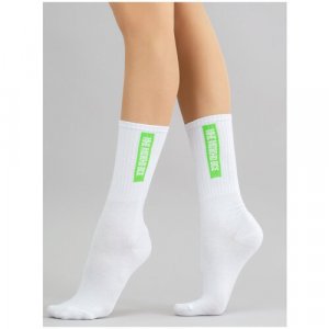 Носки , размер 39-40, белый, зеленый Giulia. Цвет: белый-зеленый/зеленый/белый