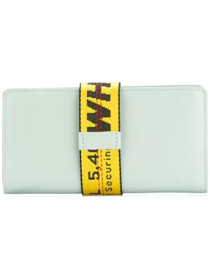 Бумажник с контрастным ремешком Off-White. Цвет: зелёный
