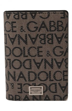Текстильная обложка для паспорта Dolce & Gabbana. Цвет: коричневый