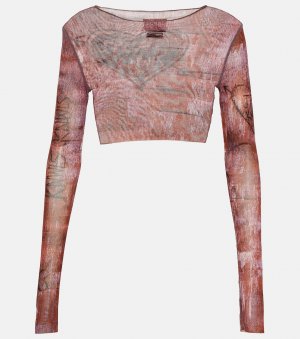 Укороченный топ из сетки с принтом x-knwls , розовый Jean Paul Gaultier