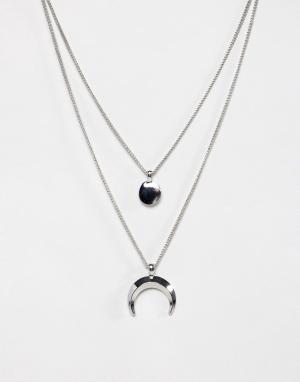 Серебристое ярусное ожерелье с подвесками -Серебряный Burton Menswear