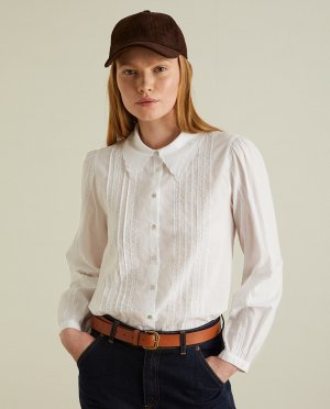 Женская рубашка из 100% хлопка с вышивкой , белый Yerse