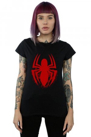 Хлопковая футболка с логотипом «Человека-паука» , черный Marvel