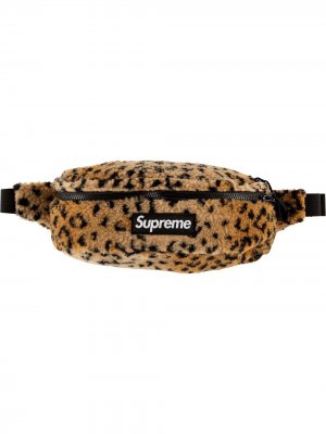 Флисовая поясная сумка с леопардовым принтом Supreme. Цвет: желтый