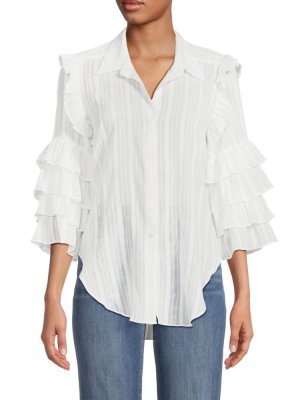 Рубашка на пуговицах с рюшами Juliana Misa Los Angeles, белый Angeles