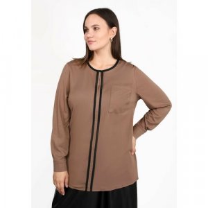 Блуза , повседневный стиль, в полоску, размер 52, бежевый EL. Цвет: бежевый