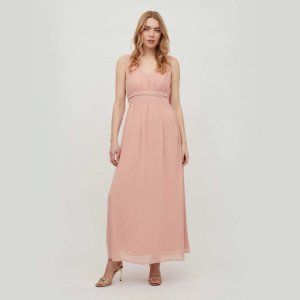 Длинное струящееся пудрово-розовое платье без рукавов женщина VILA