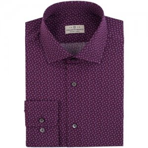 Мужская рубашка Colletto Bianco 000114-SF, размер 42 176-182, принт листочки на фиолетовом. Цвет: фиолетовый