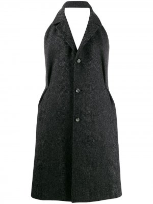 Пальто с открытой спиной и узором в елочку Maison Margiela. Цвет: серый