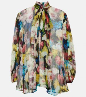 Блузка из шелкового шифона с цветочным принтом, мультиколор Dolce&Gabbana