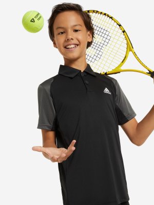Поло для мальчиков Club Tennis, Черный, размер 152 adidas. Цвет: черный