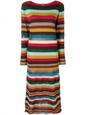 Платье-свитер миди в полоску Phisique Du Role. Цвет: красный