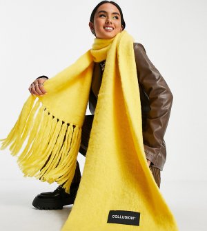 Пушистый вязаный шарф желтого цвета COLLUSION Unisex-Желтый