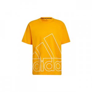 Big Logo Print Спортивная футболка с круглым вырезом и короткими рукавами Топы унисекс Оранжевый H60665 Adidas
