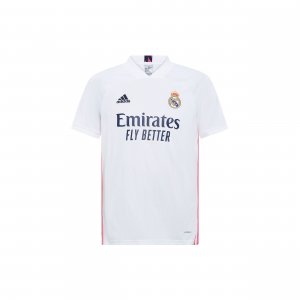 Real Madrid 20-21 сезон домашняя майка с буквенным логотипом в полоску мужская спортивная футбольная рубашка коротким рукавом белая FM4735 Adidas