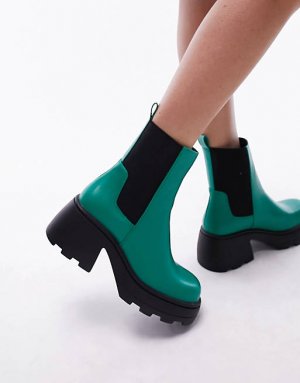 Зеленые массивные ботинки челси Margot Topshop