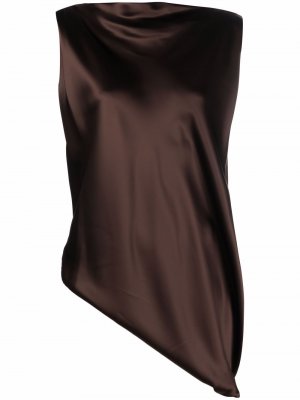 Блузка асимметричного кроя без рукавов Erika Cavallini. Цвет: коричневый