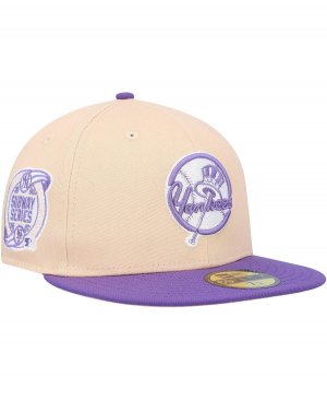 Мужская бейсболка New York Yankees Subway Series персиково-фиолетового цвета с боковой нашивкой 59FIFTY ERA