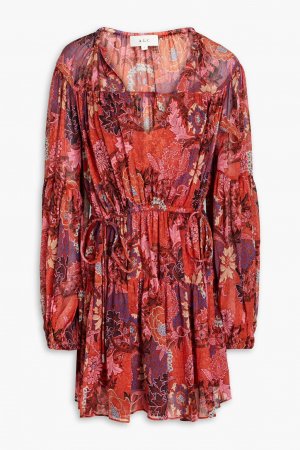 Платье мини Elise из шелкового крепона со сборками , малиновый A.L.C.