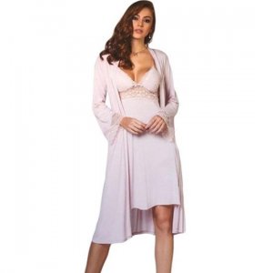 Женская ночная рубашка из лайкры и чесаного хлопка, халат, пижамный комплект, комплект шести предметов, код 5025 Pierre Cardin