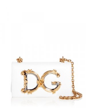Сумка для телефона DG девочек из телячьей кожи , цвет White Dolce & Gabbana