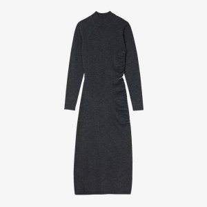 Платье макси Ryna из шерсти и кашемира с длинными рукавами вырезами , цвет noir / gris Sandro