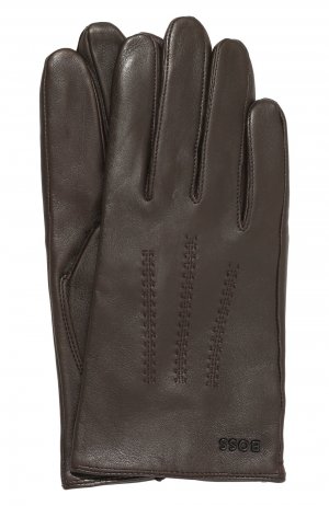 Кожаные перчатки BOSS. Цвет: коричневый