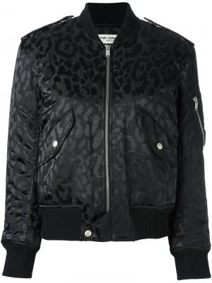 Куртка-бомбер с леопардовым принтом Saint Laurent. Цвет: чёрный