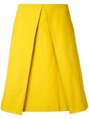 Двухслойная юбка А-образного силуэта Astraet. Цвет: жёлтый и оранжевый