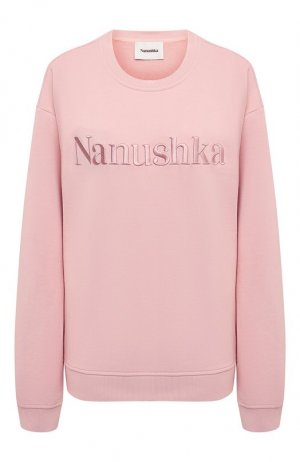 Хлопковый свитшот Nanushka. Цвет: розовый