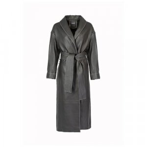 Кожаное пальто от Elegance. Цвет: черный