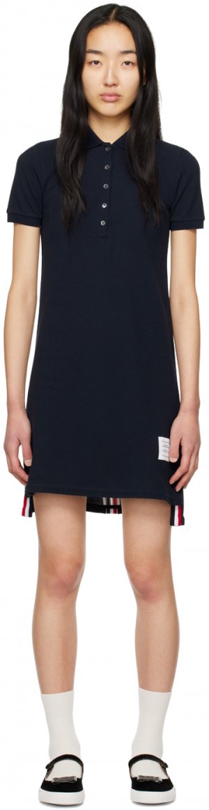 Темно-синее мини-платье с коротким рукавом Thom Browne