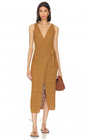 Платье миди x REVOLVE Tressa Wrap Midi Knit Dress, бронзовый House of Harlow 1960