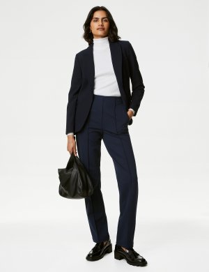 Прямые брюки из трикотажного твила , темно-синий Marks & Spencer