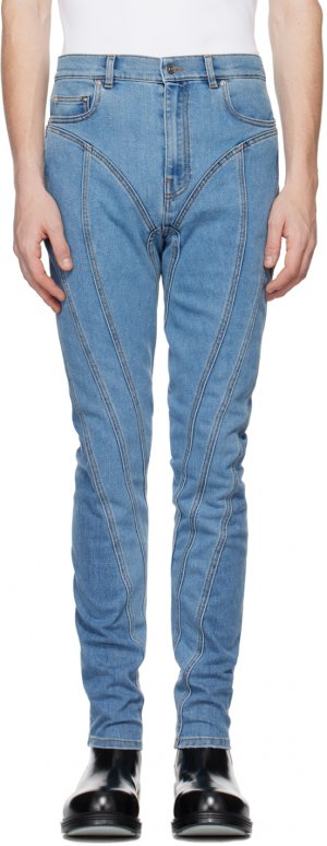 Синие джинсы со спиральной застежкой , цвет Medium blue Mugler
