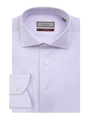 Рубашка из хлопкового пике с обработкой Impeccabile CANALI. Цвет: розовый